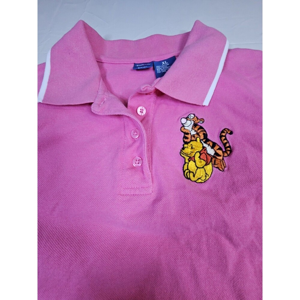 Disney Shirt Women's XL Pink TIGGER WINNIE POOH Sleeveless Polo Embroidered